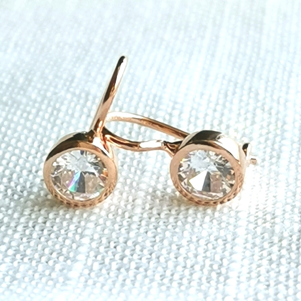 NWT  Gold over Sterling Silver CZ drop earrings